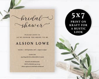 Simple Black and White Bridal Shower Invitation Template, 5x7, Instant Download Printable, Editable PDF, EWBS010