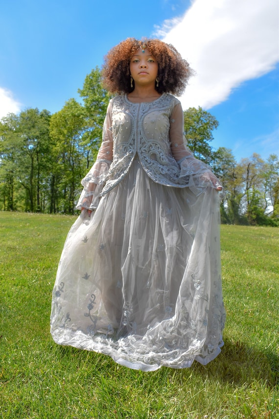 Silver Embroidered Gown - Etsy