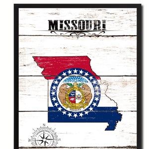 Missouri State Vintage  Flag Gifts Home Decor Wall Art Canvas Print with Custom Picture Frame