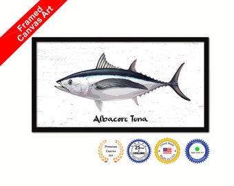 BLACKFIN TUNA FISH PAINTING ATLANTIC FISHING ART REAL CANVAS PRINT