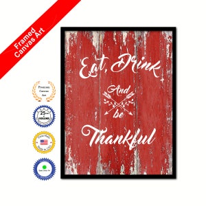 Eat drink & be thankful Happy Quote Saying Canvas Framed Print Wall Art Thanksgiving Gift Ideas Office Home Decor Beach Decorative Art image 7