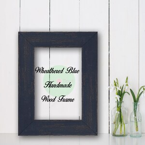 Wheathered Blue Wood Frame, Cottage Beach Decor, Wood Frame, Perfect for Picture, Photo, Poster, Wedding, Art, Artwork, Handmade Frame