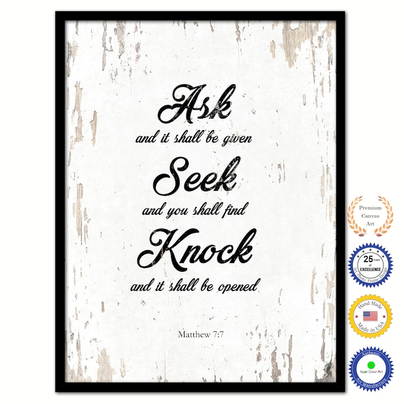 Seek and you shall find matthew 7 7 bible verse scripture etsy