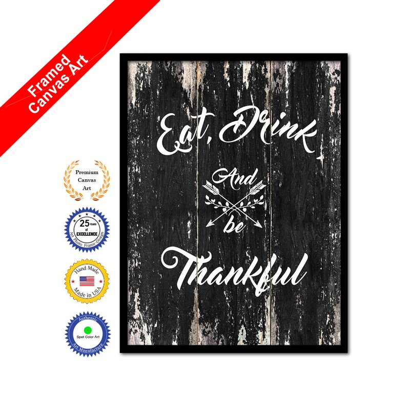 Eat drink & be thankful Happy Quote Saying Canvas Framed Print Wall Art Thanksgiving Gift Ideas Office Home Decor Beach Decorative Art image 9