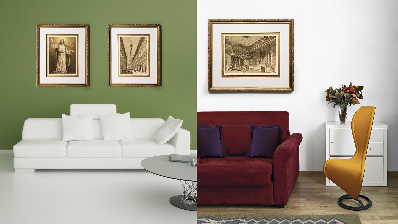 Antique Biblical Illustration Print Frames 