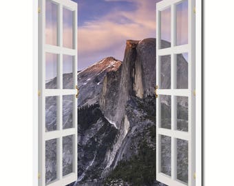 Half Dome Yosemite National Park French Window Art Canvas Print with Frame Office Wall Home Decor Collection Gift Ideas