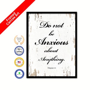 Do Not Be Anxious Quote Saying Canvas Framed Print Wall Art Office Gift Idea Home Decor Beach Decorative Art