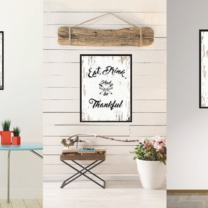 Eat drink & be thankful Happy Quote Saying Canvas Framed Print Wall Art Thanksgiving Gift Ideas Office Home Decor Beach Decorative Art image 2
