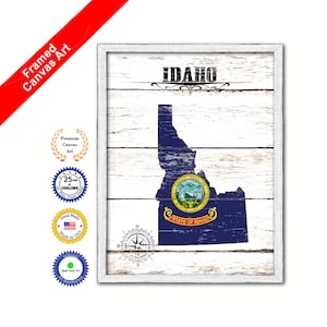Idaho State Vintage  Flag Gifts Home Decor Wall Art Canvas Print with Custom Picture Frame