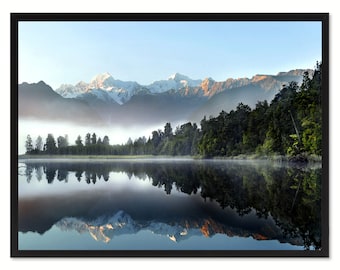 Lake Matheson  New Zealand Landscape Photo Canvas Print Pictures Frames Home Décor Wall Art Gifts