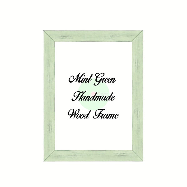 Mint Green Wood Frame, Picture, Photo, Poster, Canvas, Art, Artwork, Wedding, Wall Decor, Rustic, Distressed, Barn wood, Vintage Frame