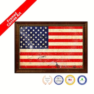USA Vintage Flag Gifts Home Decor Wall Art Decorative Framed Canvas Print Rustic Urban Office Handcrafted Man Cave wall Hanging
