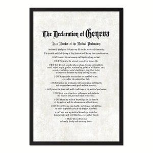 Geneva Medical Oath, Hippocratic Oath, Medical Gifts, Gift for Doctor, Medical Decor, Medical Student, Office Decor, doctor office