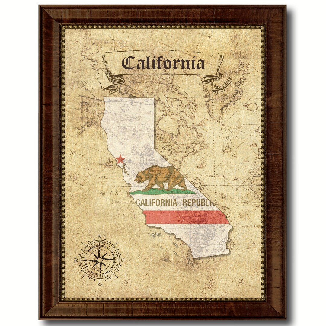 California State Vintage Flag Gifts Home Decor Wall Art Canvas Print ...