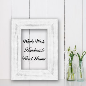 White Wash Wood Frame, Cottage Beach Decor, Wood Frame, Perfect for Picture, Photo, Poster, Wedding, Art, Artwork, Handmade Frame