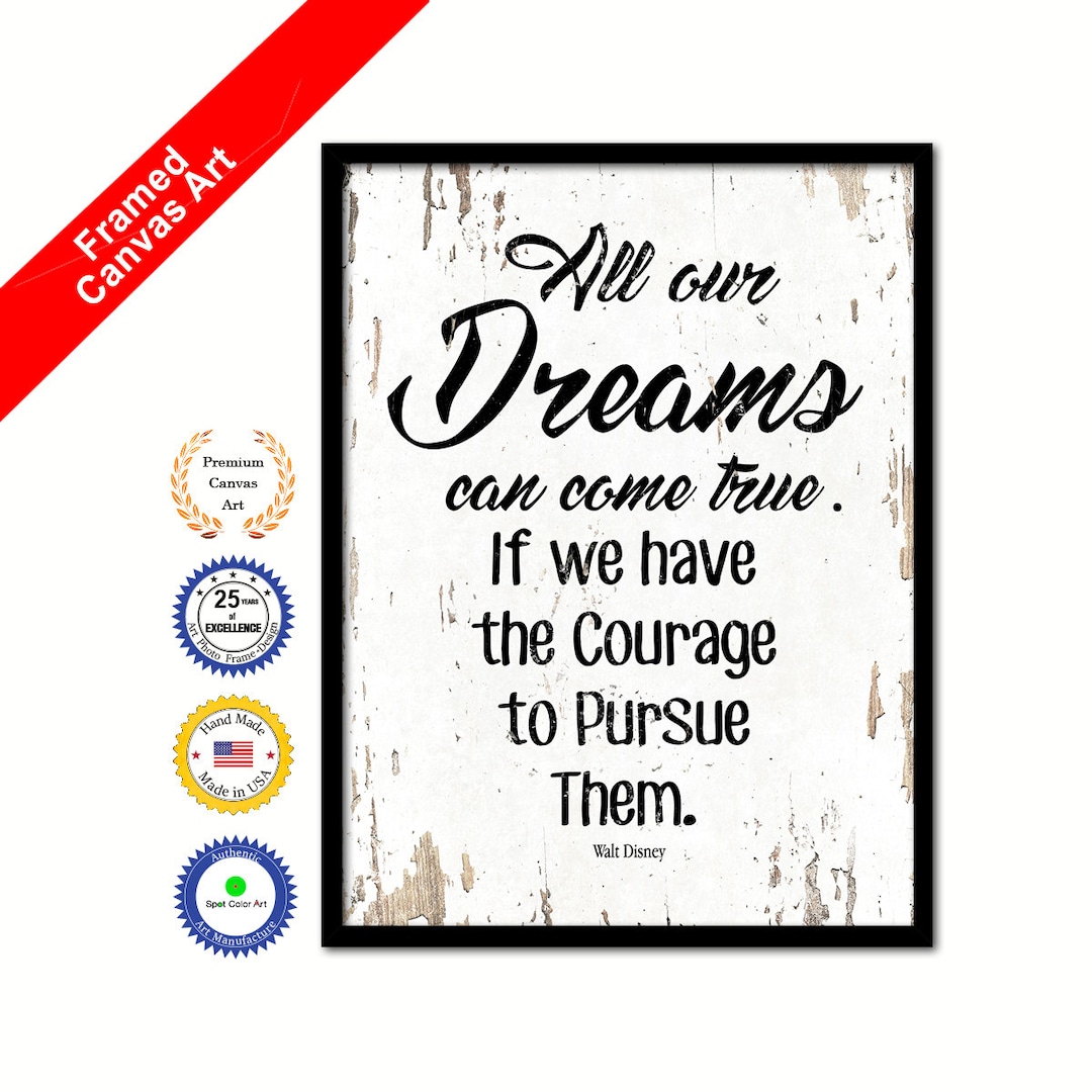 Walt Disney Quote Framed Canvas Print Inspirational Home Decor Wall Art ...