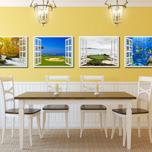 Coastal Golf Course Picture French Window Art Canvas Print with Frame Office Wall Home Decor Collection Gift Ideas image 4