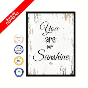 You are my sunshine Happy Quote Saying Canvas Framed Print Wall Art Decorative Office Gift Ideas Home Decor Beach Decorative Art