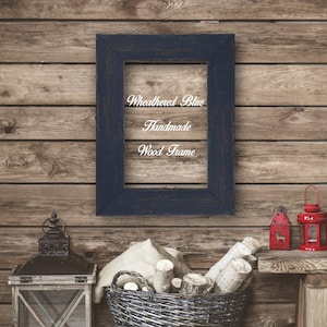 Wheathered Blue Wood Frame Shabby Chic Home Decor Custom Frame Great for Farmhouse Vintage Rustic Wood Picture Frame.