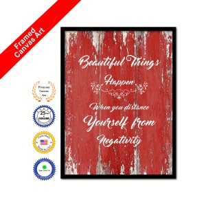 Beautiful things happen when you distance yourself from negativity Motivation Quote Canvas Framed Print Wall Art Decorative Home Gift Ideas image 7