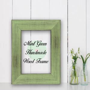 Mint Green Wood Frame, Cottage Beach Decor, Wood Frame, Perfect for Picture, Photo, Poster, Wedding, Art, Artwork, Handmade Frame