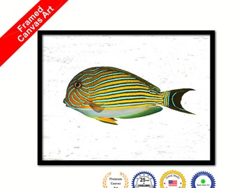 Yellow Tropical Fish Aqua Marine Life Home Decor Wall Art Decorative Framed Canvas Print  Gift Office Handcrafted Color wall Hanging