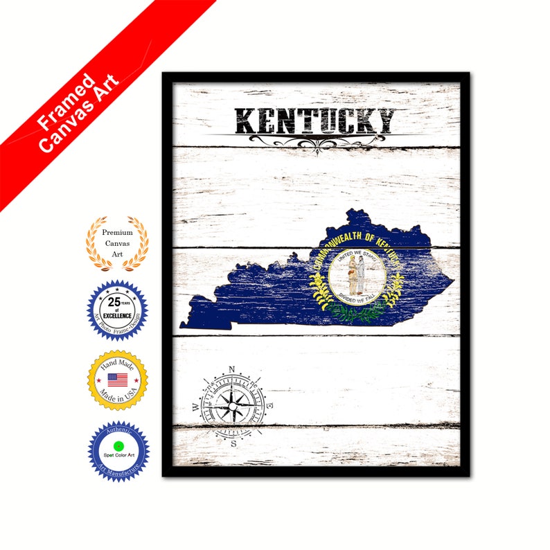 Kentucky State Vintage Flag Gifts Home Decor Wall Art Canvas Etsy
