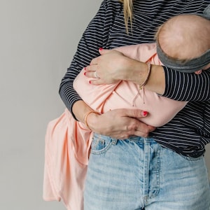 Peach Bamboo Swaddle Blanket, Swaddle, Oversized Swaddle Blanket,Nursing Cover,Stroller Blanket, Stretchy Swaddle