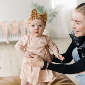 Light Pink Sun detail Dress, Milk Silk soft fabric, Baby stretchy dress, Dress with oversizes pockets and diaper cover, T-shirt dress