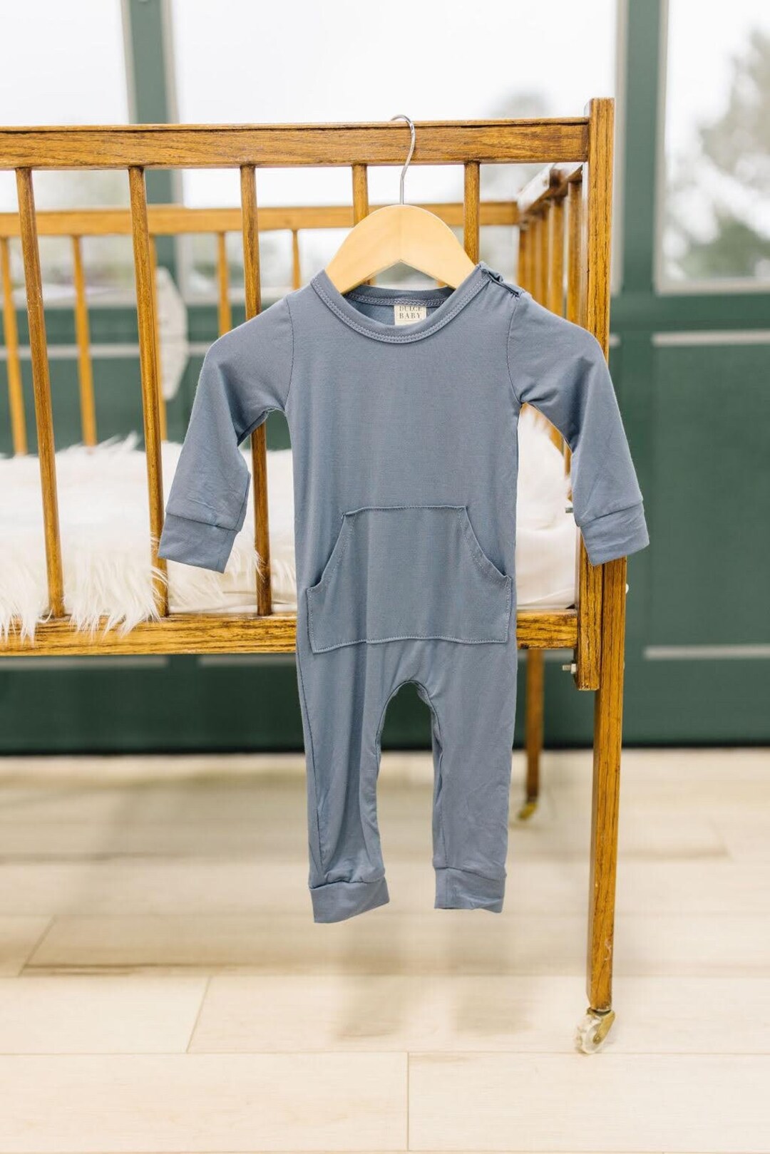Blue Bamboo Baby Romper: Modern Pocket Onsie - Etsy