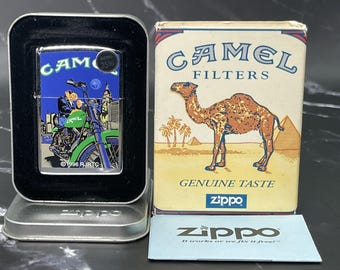 Vintage 1996 Joe Camel Motorcycle Zippo Lighter – New Old Stock (NOS)