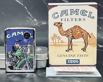 Joe Camel Moon & Motorcycle Zippo Lighter Vintage 1996 - Tin - 504 - Brand New