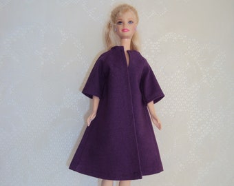 Purple Barbie coat open front style, cotton, handmade