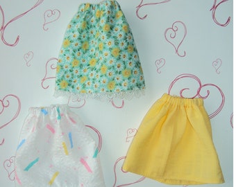 Choose one set  : three Barbie skirts ,cotton / cotton blend,  handmade