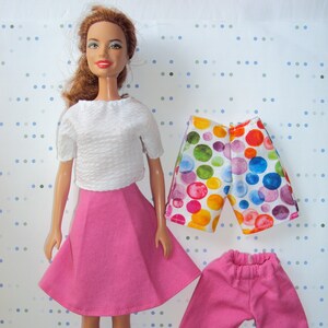 Choose  a FOUR piece wardrobe for Barbie -cotton - handmade