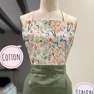 Amalfi garden apron, Linen Apron, Apron dress,Apron+oven mitt set available,Gift for her