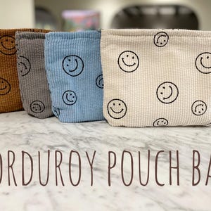 Corduroy makeup pouch, Cosmetic bag, Multi-purpose bag, Toiletry bag, Cute, Corduroy, Pastel,Zipper bag, Holiday gift