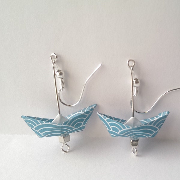 Boucles d'oreilles ORIGAMI bateau