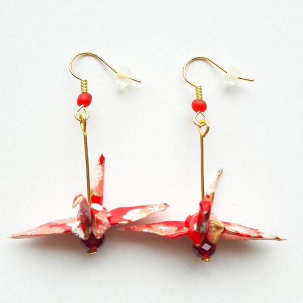 Boucles d'oreilles ORIGAMI grues