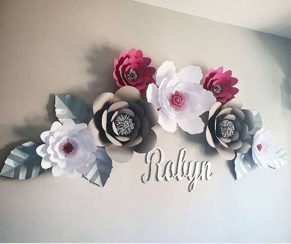 Paper Flower Wall Art Paper Flower Set Nursery Decoration Etsy Paper Flower Wall Art Paper Flower Set Nursery Decoration Etsy