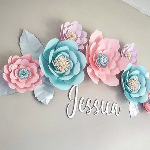 Girls Paper Flowers // Girls Nursery Paper Flowers , Girls Bedroom Wall Flowers, Pastel Nursery Decor, Flower Wall Sign, baby nursery sign