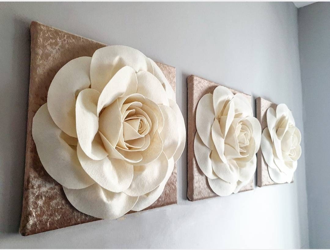 Ivory Roses Gold Wall Hanging Neutral Wall Hangings Etsy