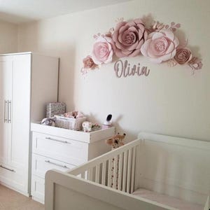 Baby Girl Paper Flowers // flower wall decoration - paper flower arch - nursery flowers - 3d paper flowers - blush pink wall art for nursery