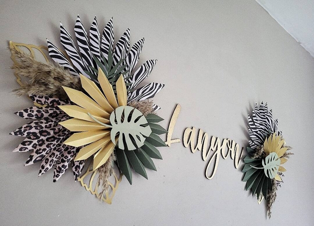 Boys Jungle Safari Wall Decor // Palm Leaf Wall Art Boys Etsy