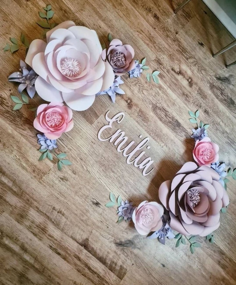 Girl's Large Paper Flower Wall Art Display// Pink and Etsy UK