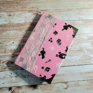 Travel size Alice In Wonderland-Hardcover Junk Journal-Handmade-ALL Ephemera INCLUDED-Vintage-Journal-Scrapbook-free shipping in US