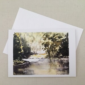 Sérénité, carte de voeux vierge de 5 x 7 pouces avec enveloppe dans un sac en cellophane. Impressions de mes aquarelles originales.