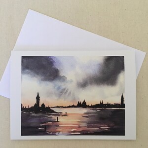 Venezia, Biglietto di auguri vuoto 5 x 7 pollici con busta in sacchetto di cellophane.  Stampe dai miei dipinti originali ad acquerello / acquerello
