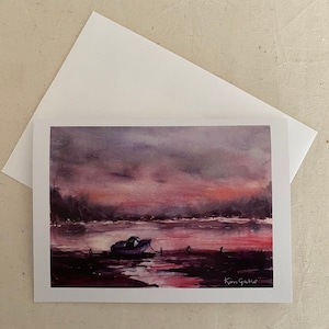 Twilight, Blanko-Grußkarte 13 x 18 cm mit Umschlag in Cellophantasche.  Drucke von meinen original Aquarellen / Aquarellbildern