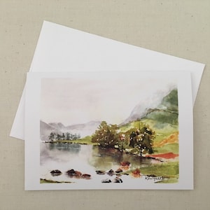 Lake Buttermere, Blanko-Grußkarte 13 x 18 cm mit Umschlag in Cellophantasche. Drucke von meinen originalen Aquarellbildern.